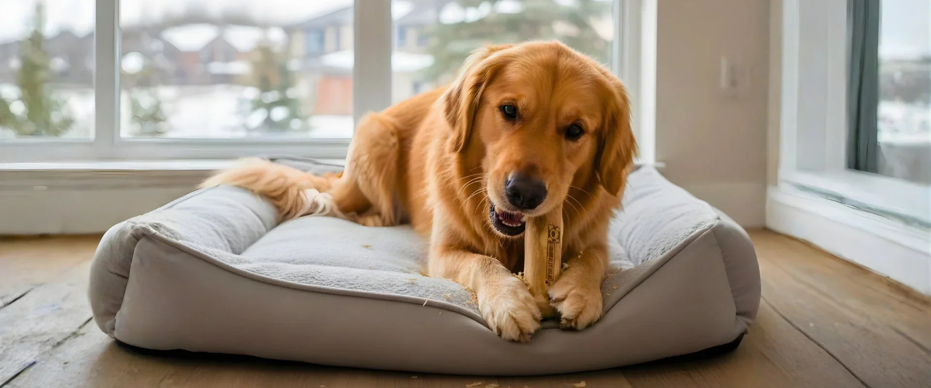 Hero_Golden_Retriever_detendu_machant_son_bois_de_cafe_naturel_Chienalafolie
