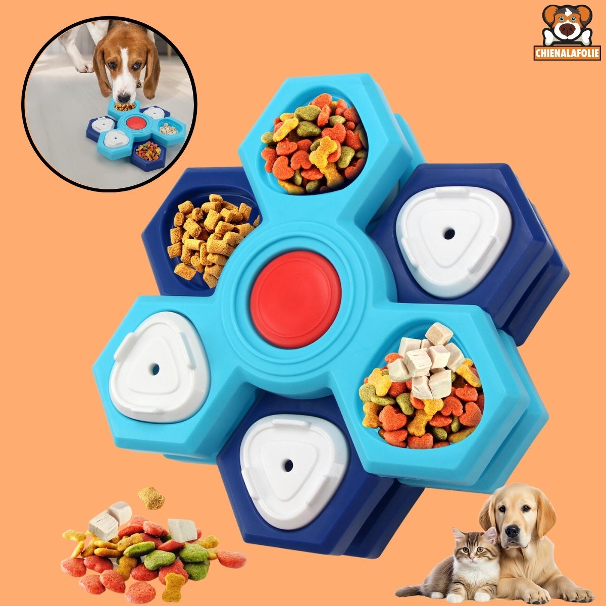 Bol d'Alimentation Lente Puzzle Interactif pour Chiens - CJMY202610501AZ - Gamelles - Chienalafolie