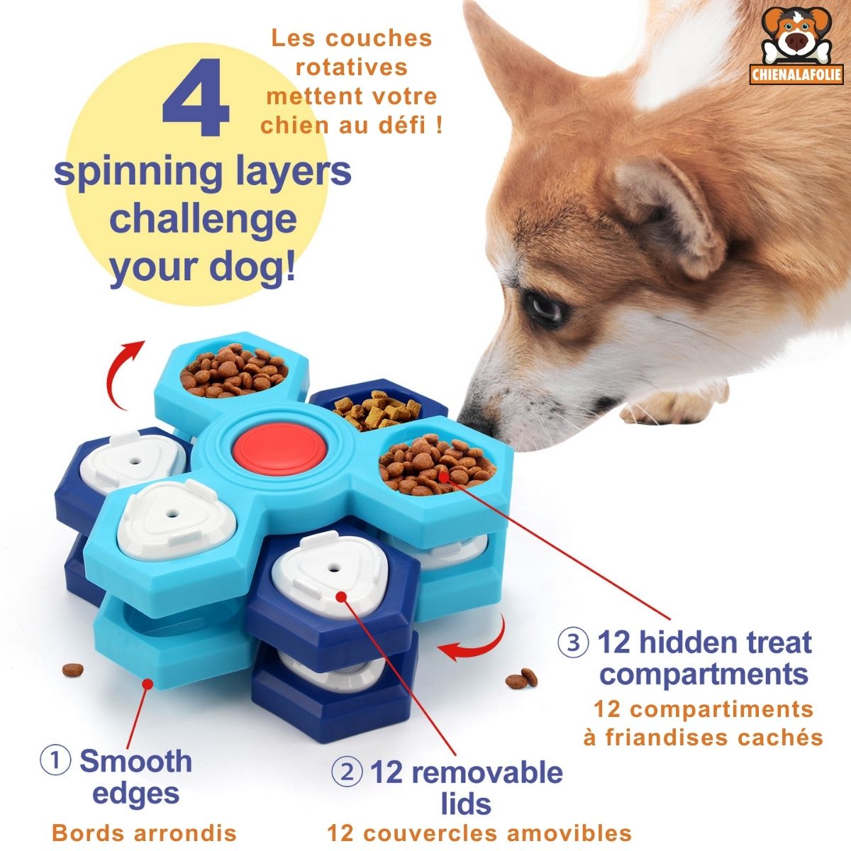 Bol d'Alimentation Lente Puzzle Interactif pour Chiens - CJMY202610501AZ - Gamelles - Chienalafolie