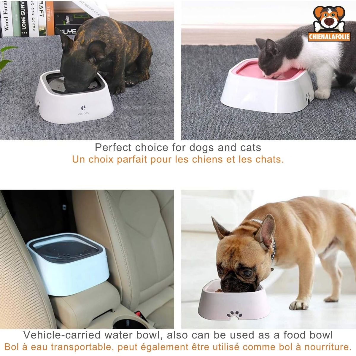 Bol d'Eau Flottant Anti - Débordement pour Animaux - CJGY102545401AZ - Abreuvoirs - Chienalafolie