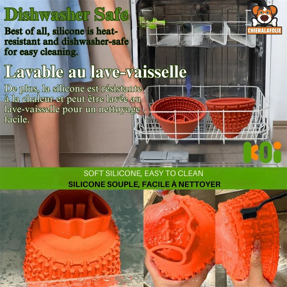 Bol pour Chien en Silicone Antidérapant avec Ventouses - CJMY208644201AZ - Gamelles - Chienalafolie