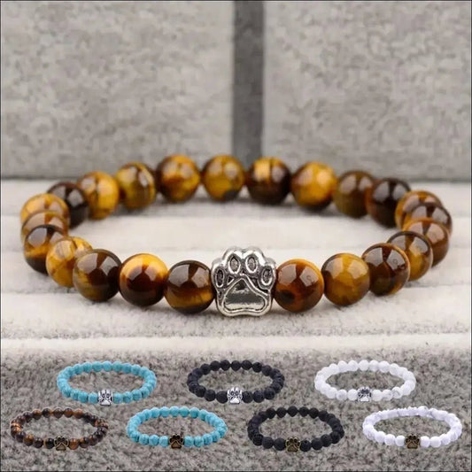 Natural Stone Dog Paw Bracelet