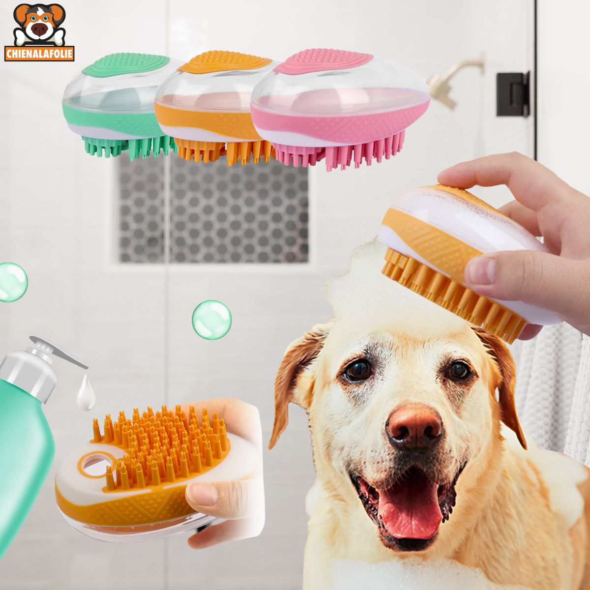 Brosse de Bain 2 - en - 1 pour Chien - CJYC154874602BY - Peignes et brosses - Chienalafolie