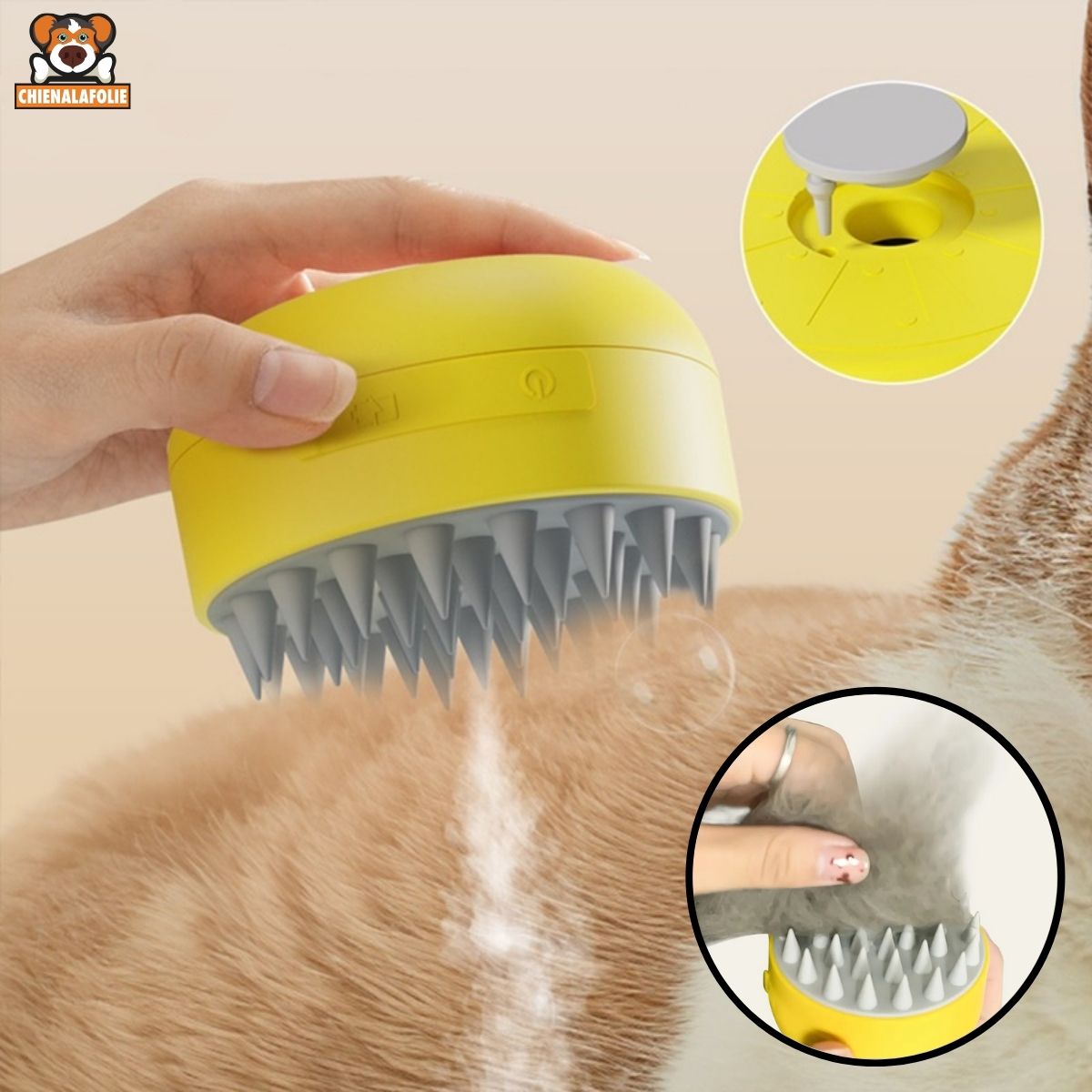 Brosse Électrique Vaporisante Massage pour Chiens - CJYD206560301AZ - Peignes et brosses - Chienalafolie