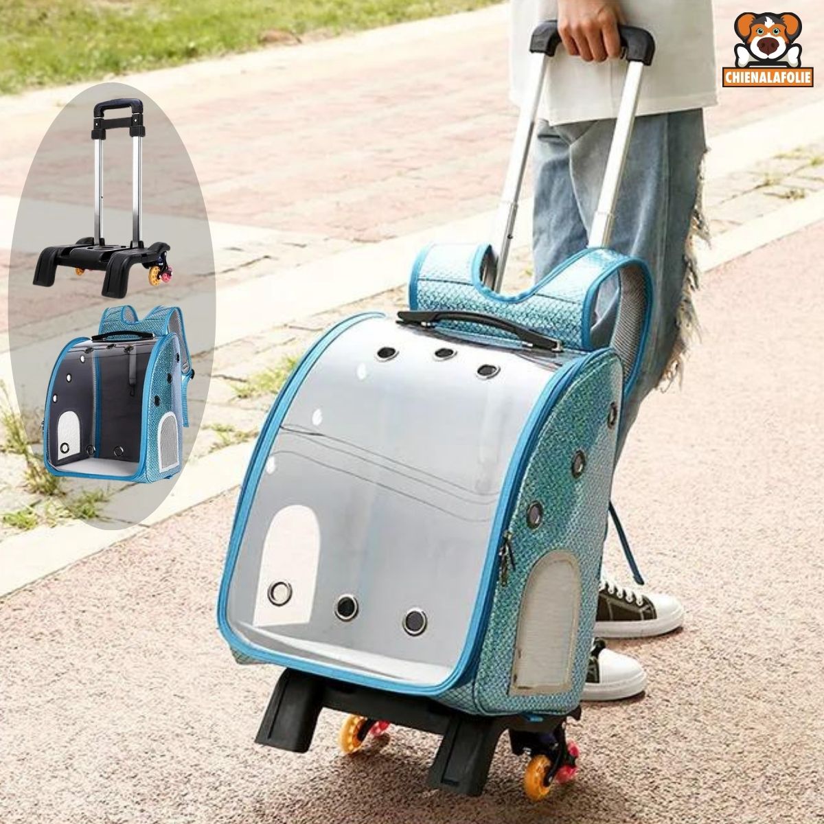 Chariot pour Animaux Transparent et Pliable - CJYD210424203CX - Sacs de transport - Chienalafolie