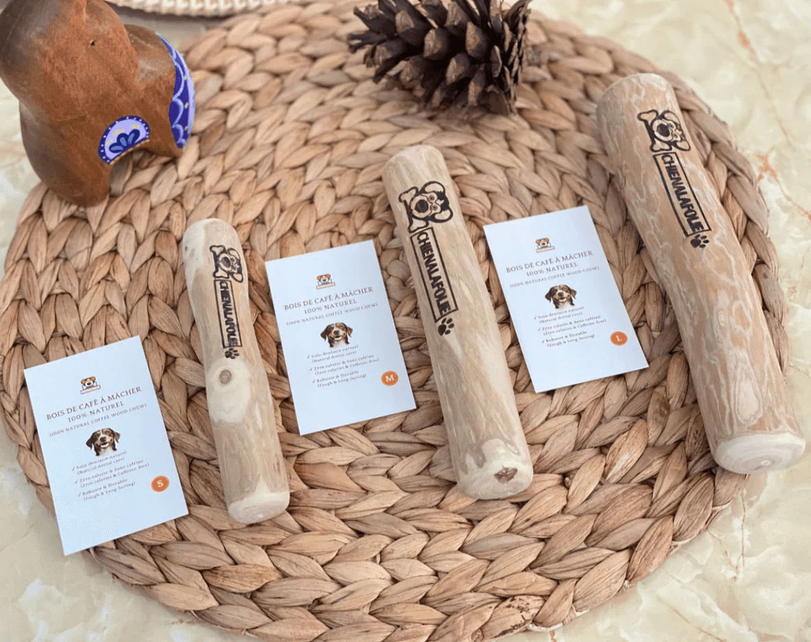 Bois de caféier naturel Chienalafolie jouet pour mastication naturelle sécuritaire pour chien destructeur