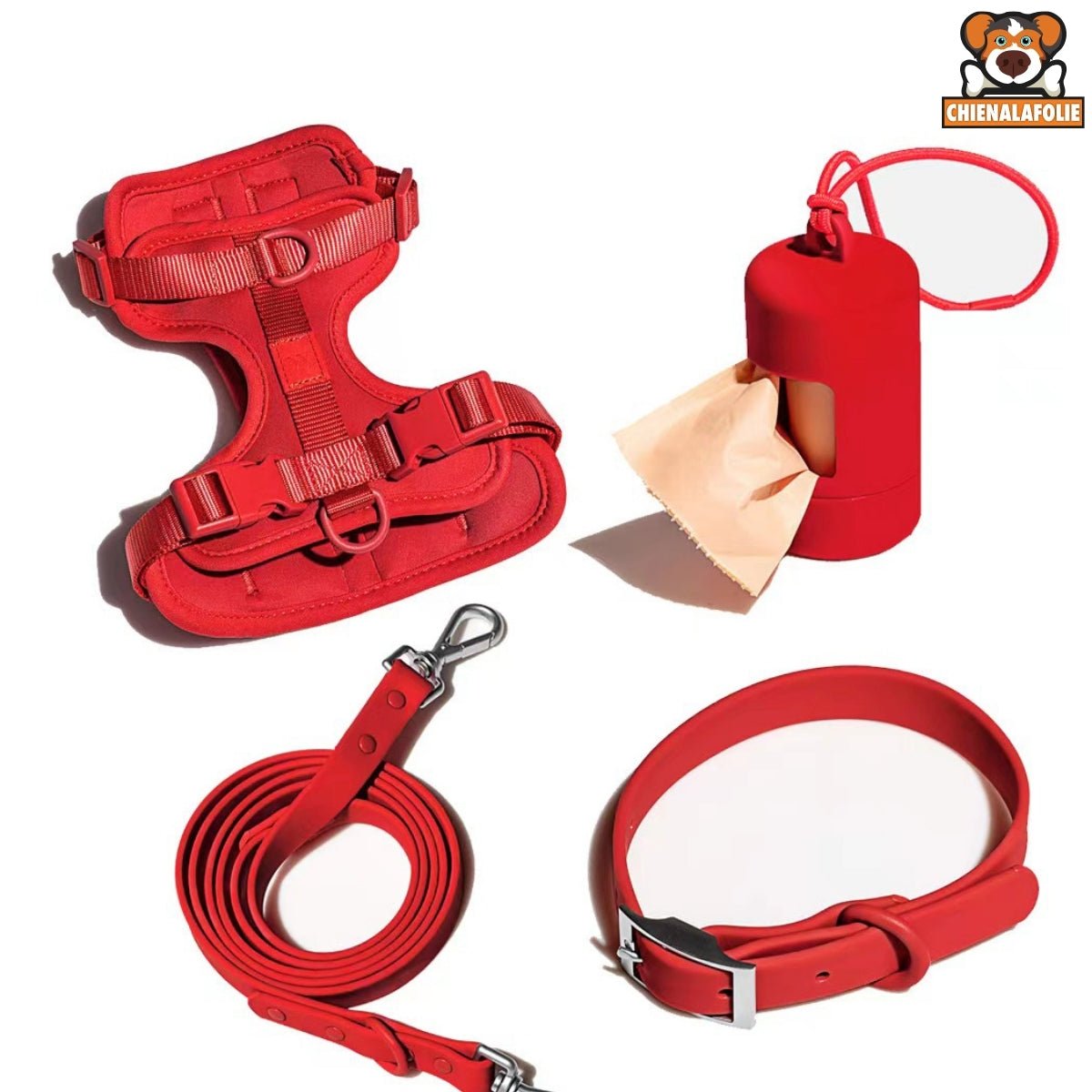 Ensemble Harnais pour Chien en PVC - CJGY197601533GT - Harnais - Chienalafolie