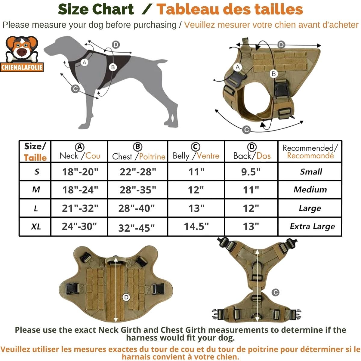 Ensemble Harnais Tactique Chien 3 - en - 1 - CJGD201170505EV - Harnais - Chienalafolie