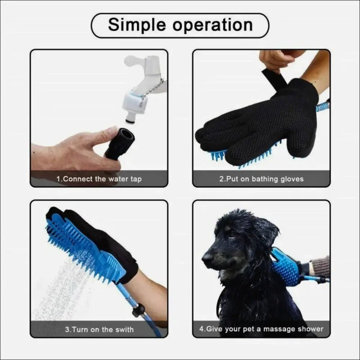 Gant De Toilettage Innovant Pour Animaux - CJJJCWGY00518 - Blue - Pulvérisateurs d'eau - Chienalafolie