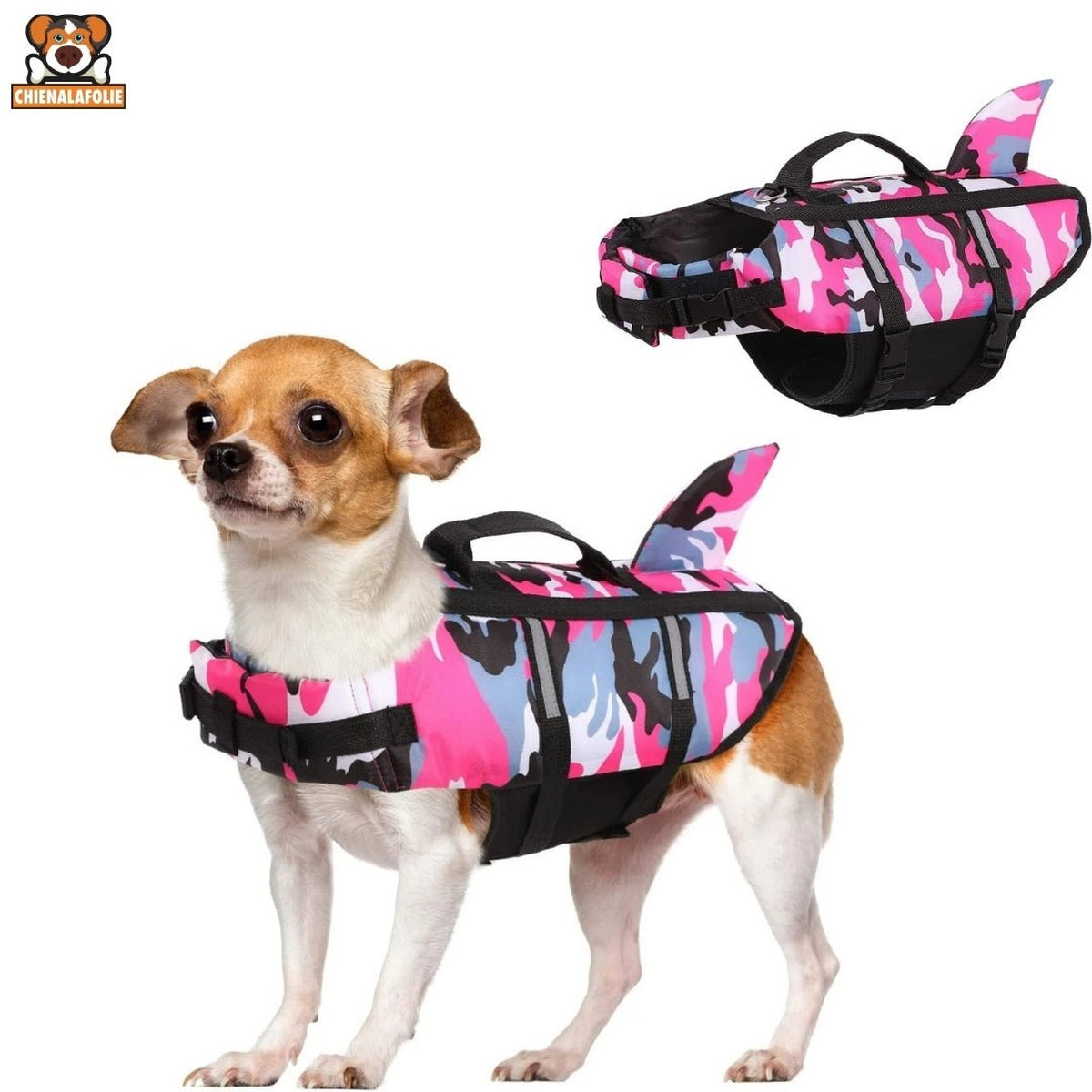 Gilet de sauvetage pour chien en camouflage - 14:1052#Camouflage Pink;5:100014066 - Gilets de sauvetage - Chienalafolie