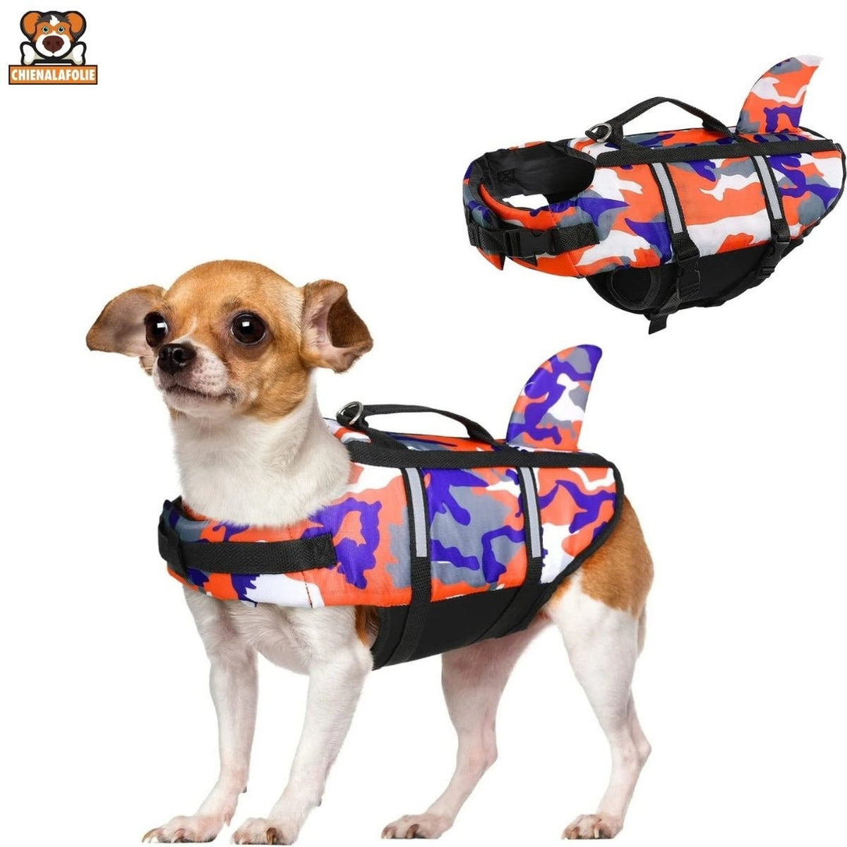Gilet de sauvetage pour chien en camouflage - 14:366#Camouflage Orange;5:100014066 - Gilets de sauvetage - Chienalafolie