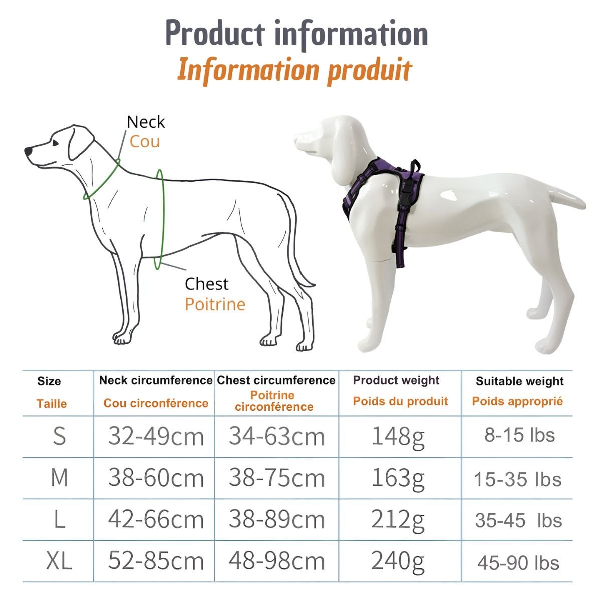 Harnais Chien Anti - Traction Réfléchissant - CJGY204885325YB - Harnais - Chienalafolie