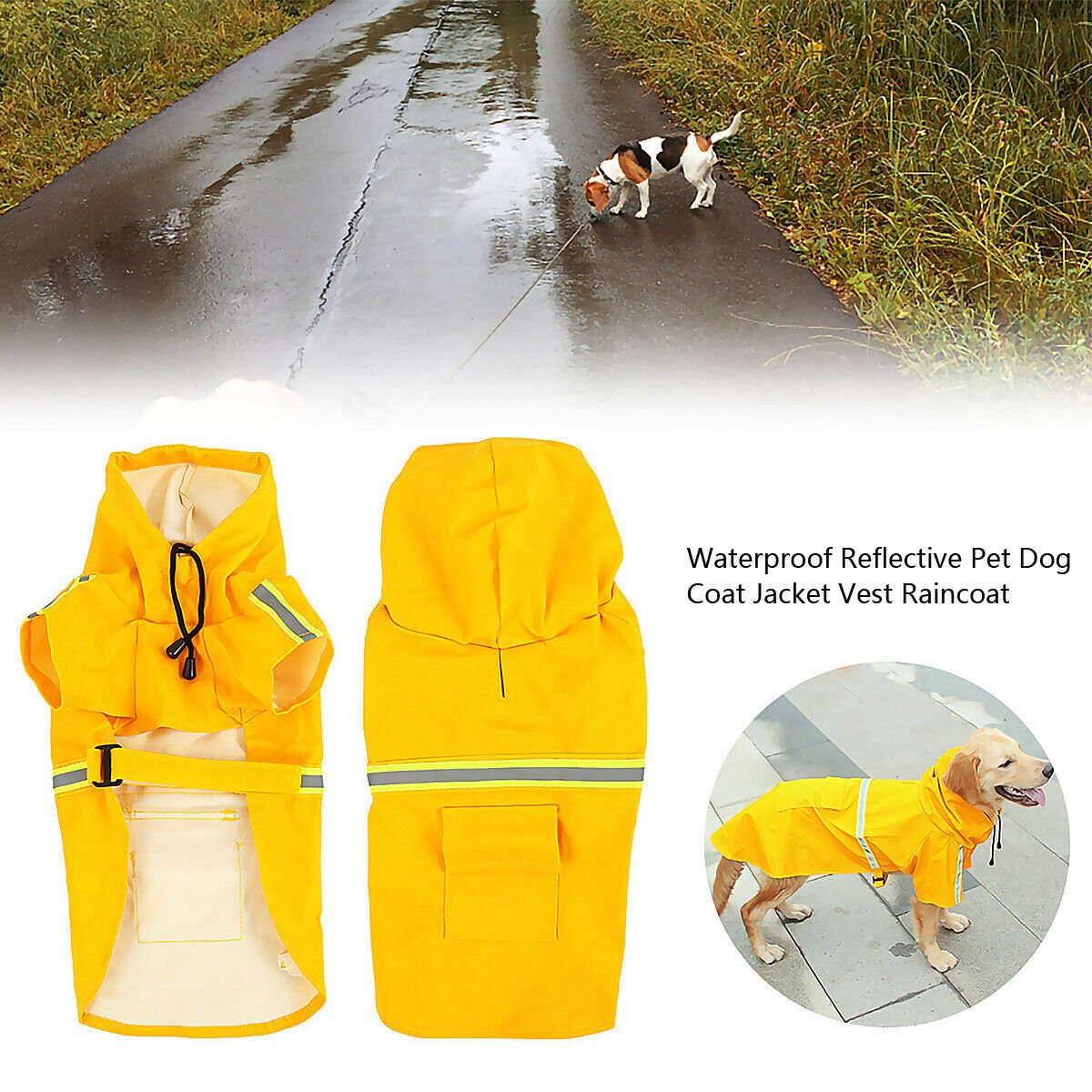 Imperméable Chien Réglable Capuche Bandes Réfléchissantes - CJJJCWGY04497 - S - Manteaux - Chienalafolie