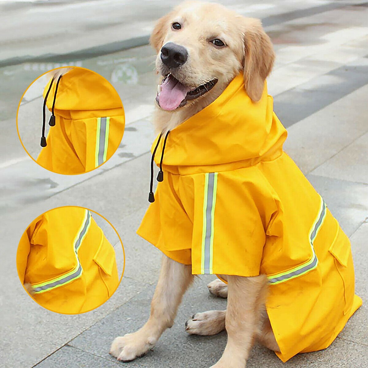 Imperméable Chien Réglable Capuche Bandes Réfléchissantes - CJJJCWGY04497 - S - Manteaux - Chienalafolie