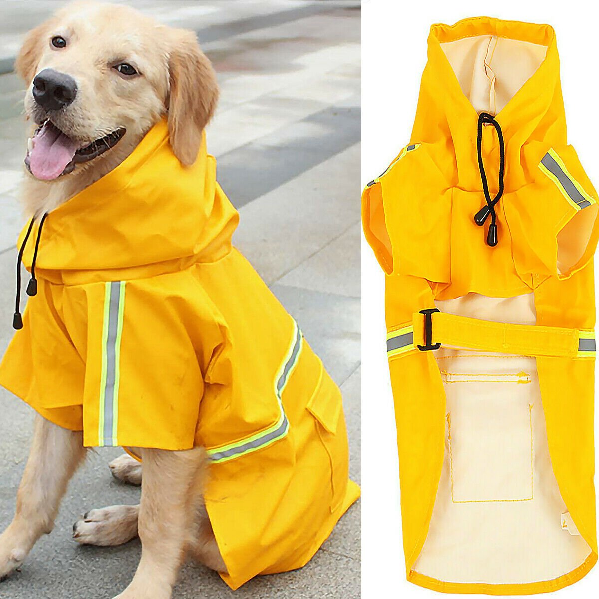 Imperméable Chien Réglable Capuche Bandes Réfléchissantes - CJJJCWGY04497 - S - Manteaux - Chienalafolie