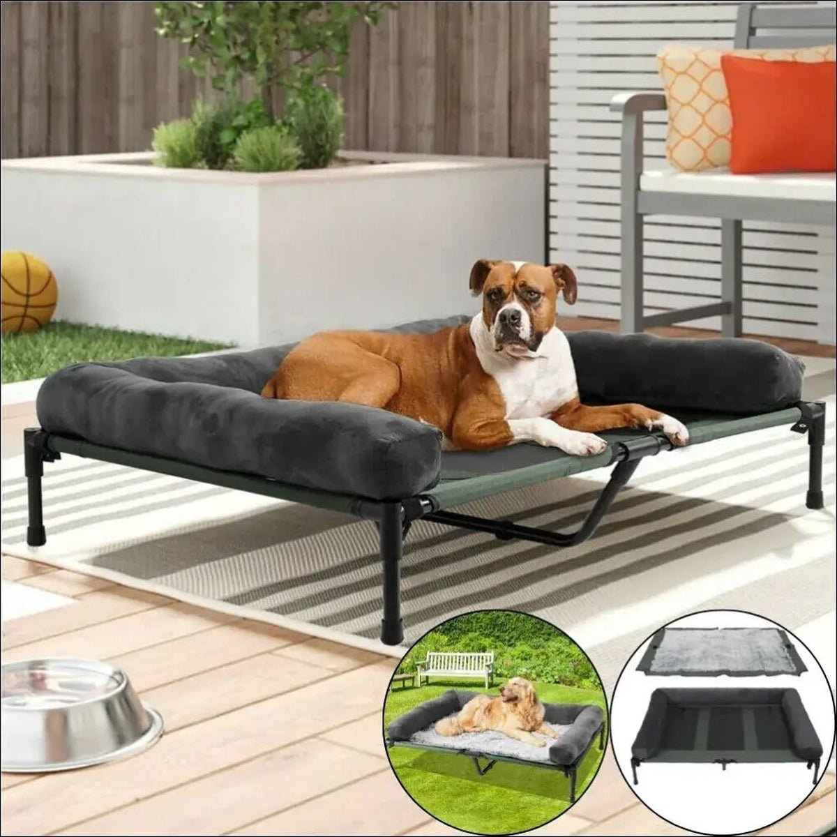 Lit Surélevé Confortable Pour Chien - 5:361385#L90x70x28cm;14:691;200007763:201336101 - Lits - Chienalafolie