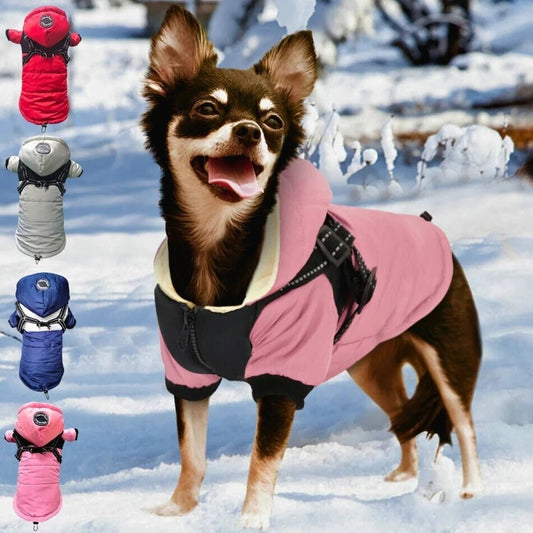 Waterproof Warm Coat with Integrated Harness for Dogs