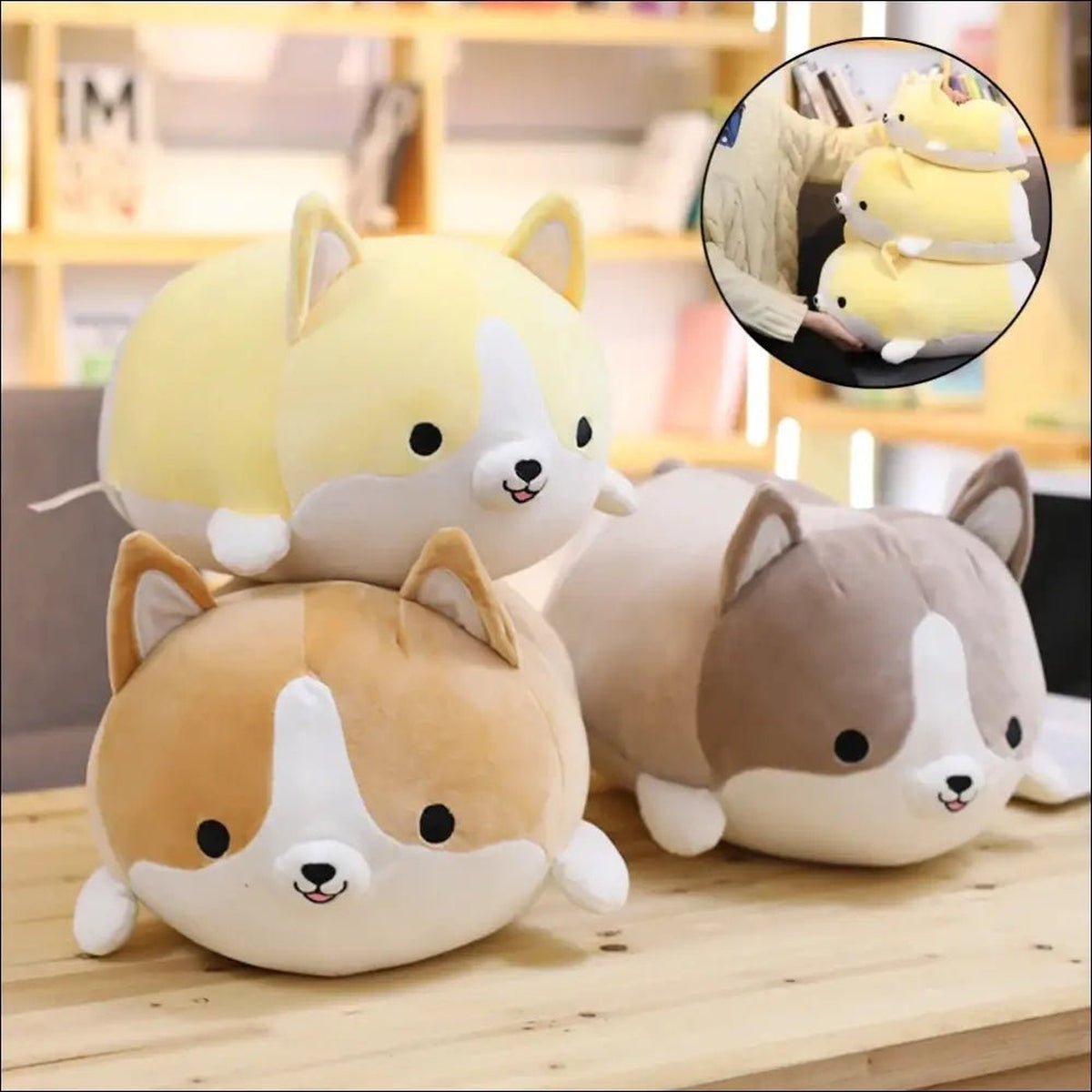 Oreiller Peluche Chien Corgi En Duvet Coton - CJWJWJMR01132 - Brown - 35cm - Peluches - Chienalafolie