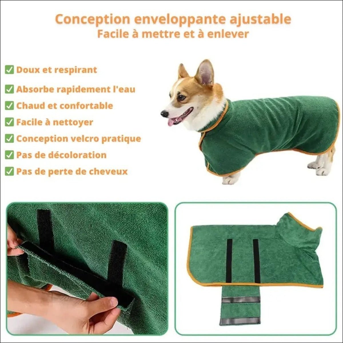 Peignoir En Microfibre Doggytowel Pour Chiens - CJGD133776101AZ - Serviettes - Chienalafolie