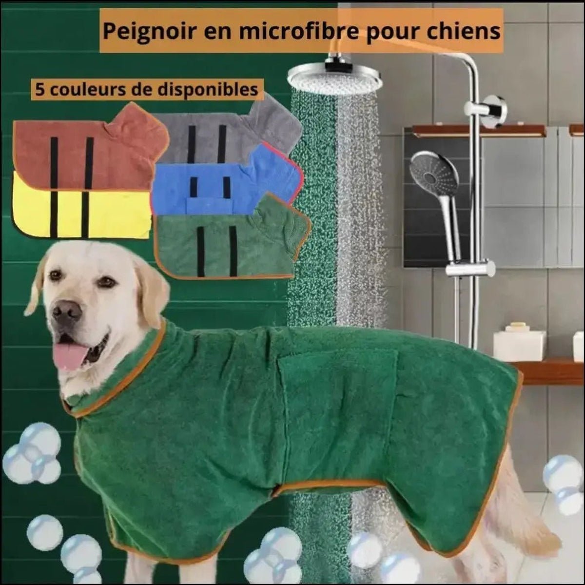 Peignoir En Microfibre Doggytowel Pour Chiens - CJGD133776101AZ - Serviettes - Chienalafolie