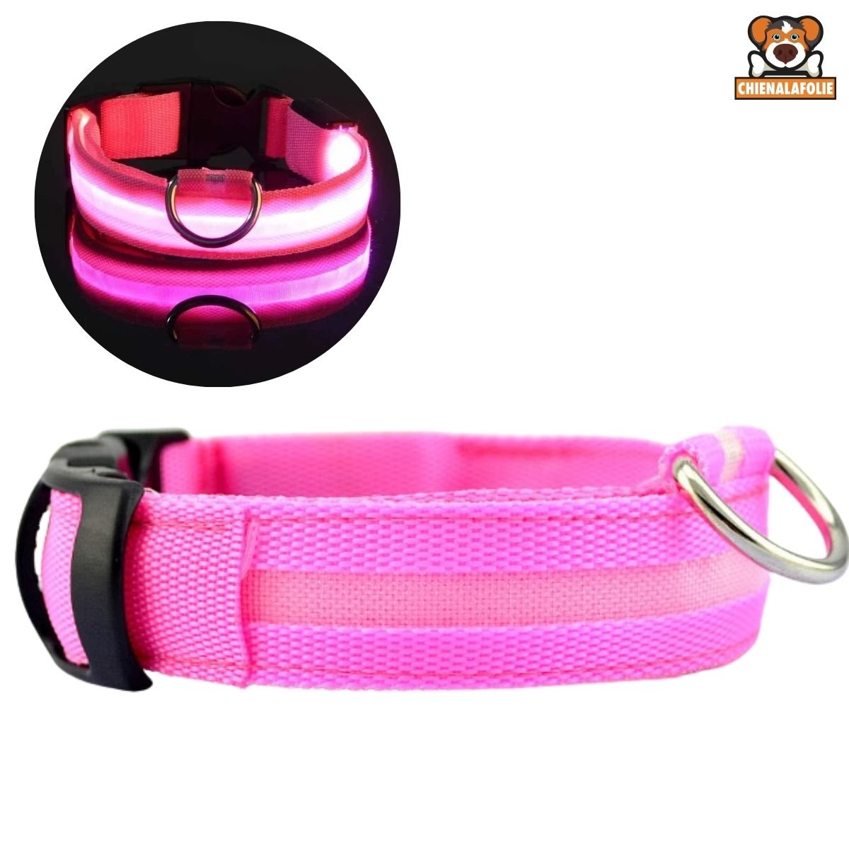 Sécurité Chien LED Collier - CJJJCWGX00003 - Pink - XS - Colliers - Chienalafolie